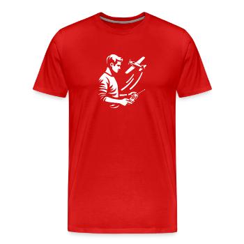 Flying with the remote-controlled airplane - Men's Premium Organic T-Shirt - red - Front - Damien (186cm)