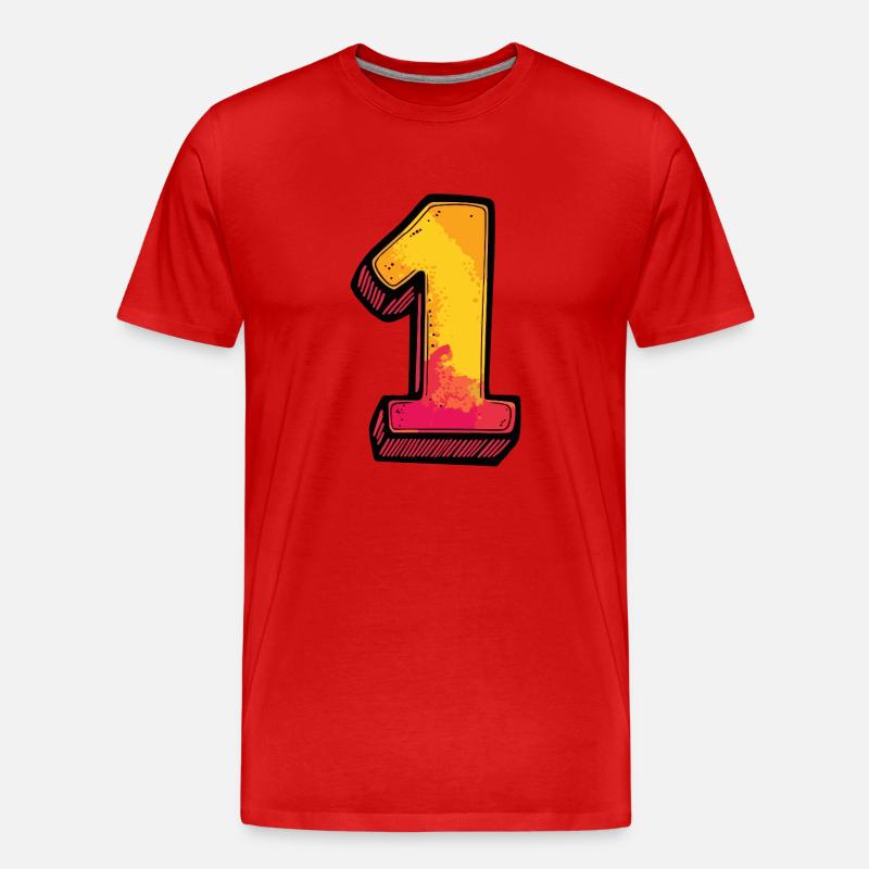 1 Zahl Comic - Männer Premium Bio T-Shirt - Rot