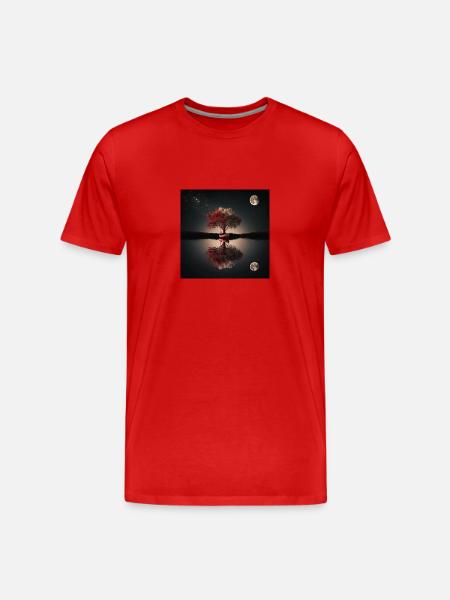 Verträumte Insel bei Nacht - Männer Premium Bio T-Shirt - Rot