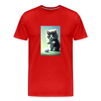 Petit bébé chat mignon - T-shirt bio Premium Homme - rouge - Devant - Damien (186cm)