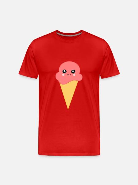 Kavaijin jäätelö Kawaii mansikkajäätelö Kawaii jäätelö - Miesten premium luomu-t-paita - punainen