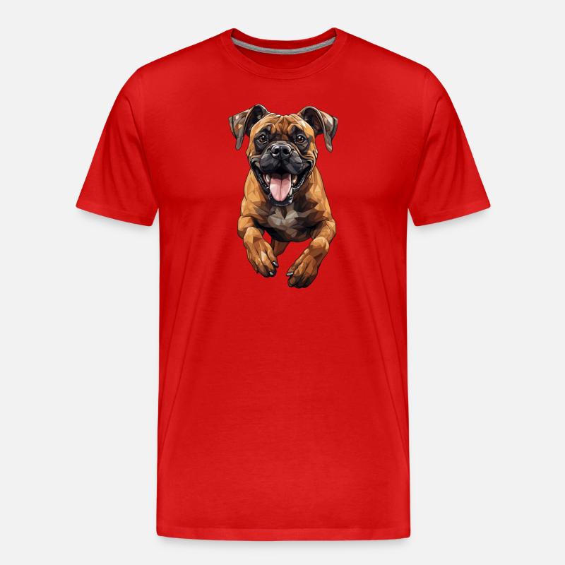 Boxer im Sprung Polygon Design - Männer Premium Bio T-Shirt - Rot