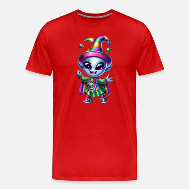 Mardi Gras Alien Fröhlich Karneval - Männer Premium Bio T-Shirt - Rot