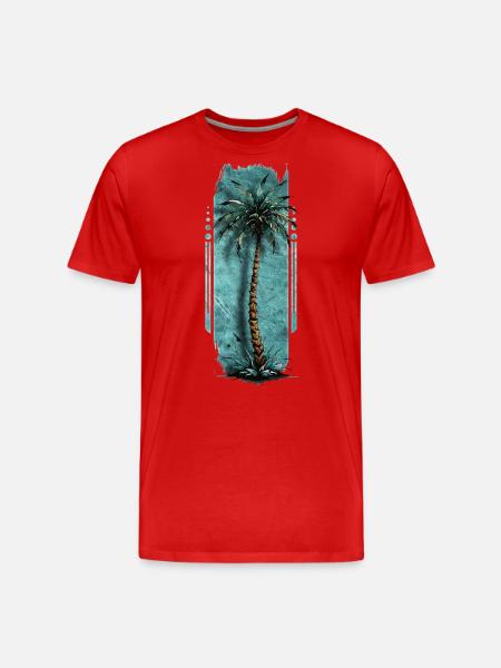 Solitary : Lone Palm Tree - Men's Premium Organic T-Shirt - red