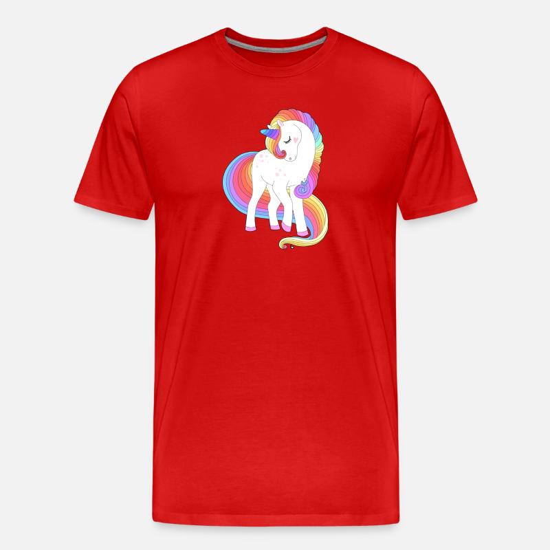Verzaubertes Regenbogenmähnen-Einhorn - Männer Premium Bio T-Shirt - Rot