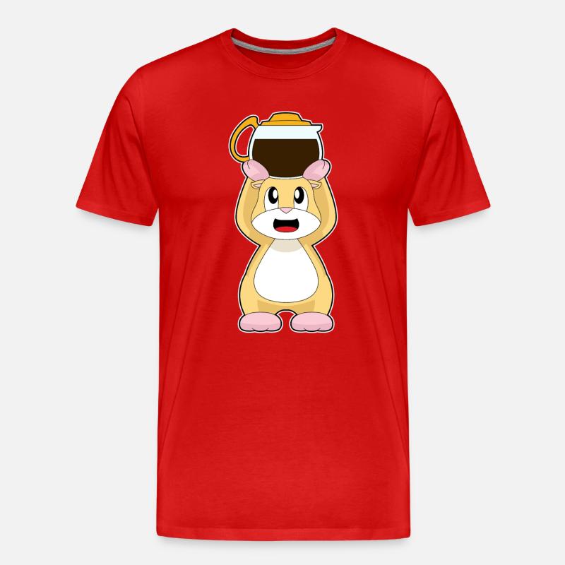 Hamster Kaffee Kaffeekanne - Männer Premium Bio T-Shirt - Rot