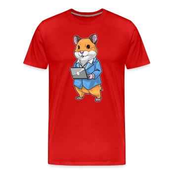 Secrétaire de hamster, bureau d’ordinateur portable - T-shirt bio Premium Homme - rouge - Devant - Damien (186cm)