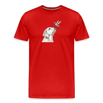 Motif des chiens crayons du colibri labrador - T-shirt bio Premium Homme - rouge - Devant - Damien (186cm)