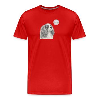 Motif rétro du chien Cavalier King Charles Spaniel - T-shirt bio Premium Homme - rouge - Devant - Damien (186cm)