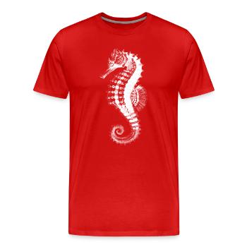 Seepferdchen-Silhouette auf Schwarz - Männer Premium Bio T-Shirt - Rot - Vorne - Damien (186cm)