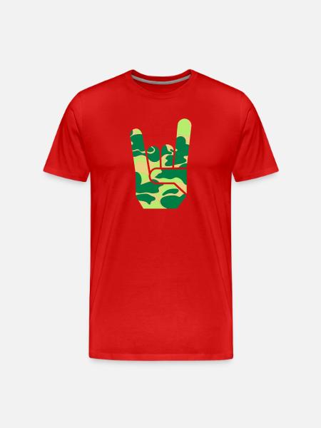 camou rock hand - Men's Premium Organic T-Shirt - red