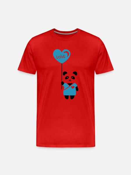Pärchenshirt "Panda" Junge - Männer Premium Bio T-Shirt - Rot