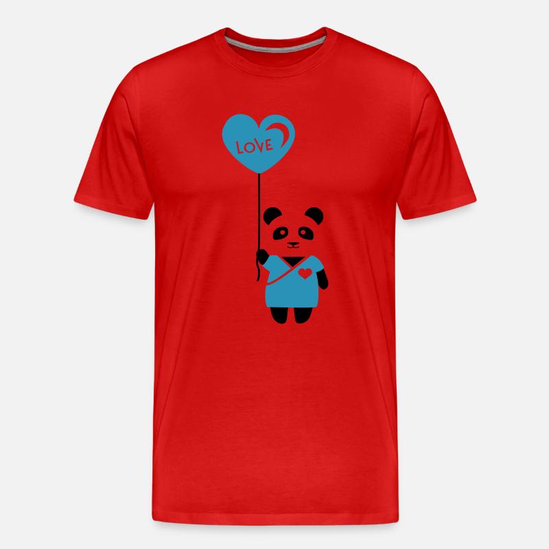 Pärchenshirt "Panda" Junge - Männer Premium Bio T-Shirt - Rot