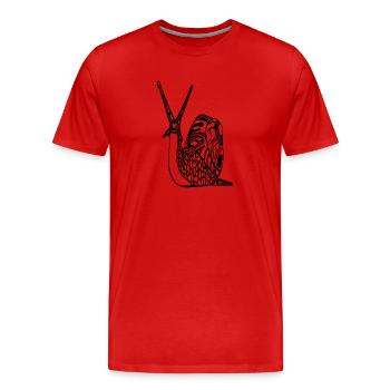 Cute little snail - Men's Premium Organic T-Shirt - red - Front - Damien (186cm)