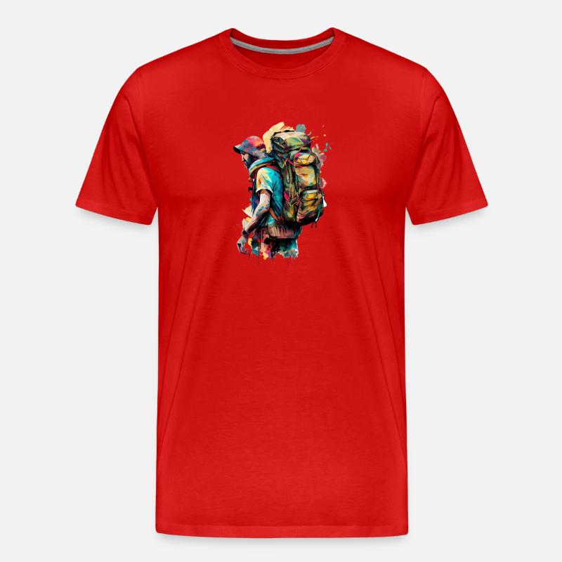 Graffiti Backpacker Design - Männer Premium Bio T-Shirt - Rot