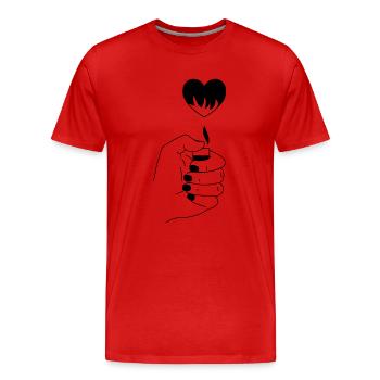Herz Feuer - Männer Premium Bio T-Shirt - Rot - Vorne - Damien (186cm)