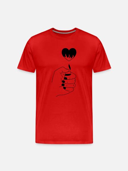 Heart Fire - Men's Premium Organic T-Shirt - red