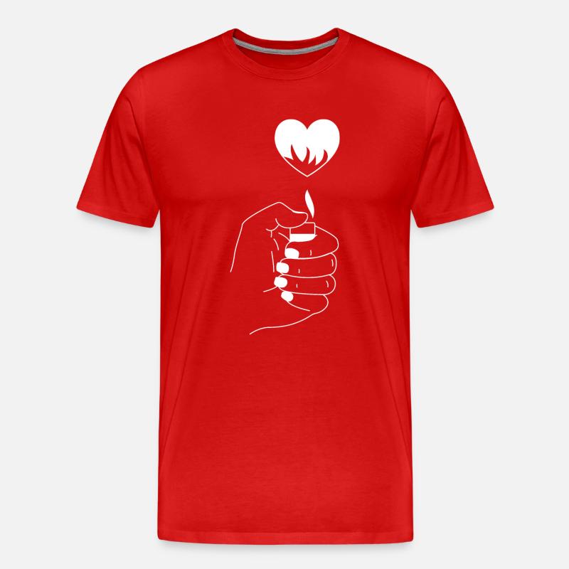 Herz Feuerzeug - Männer Premium Bio T-Shirt - Rot