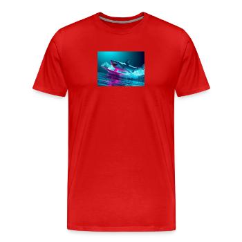 Neon Shark Sprinter Design - Männer Premium Bio T-Shirt - Rot - Vorne - Damien (186cm)