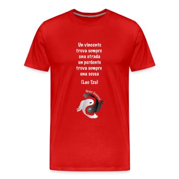Sagesse orientale, Lao Tseu. Gagnant ou perdant. - T-shirt bio Premium Homme - rouge - Devant - Damien (186cm)
