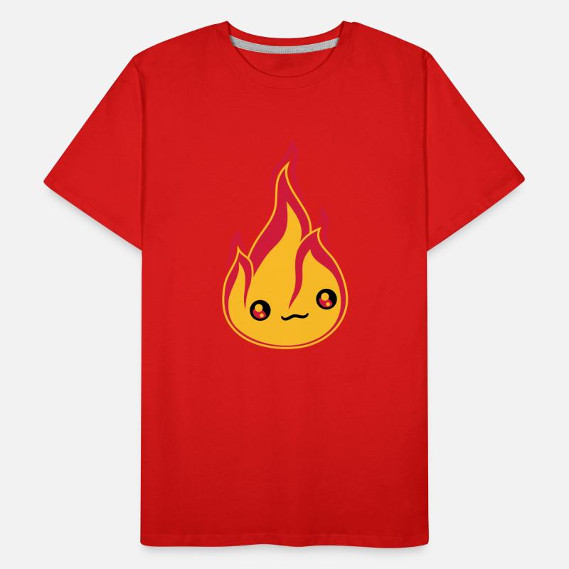 visage mignon mignon petit dessin animé comique feu f T-shirt bio Premium Homme