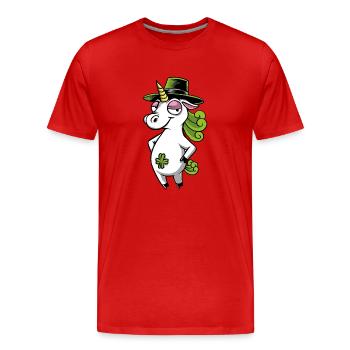 Licorne ivre - T-shirt bio Premium Homme - rouge - Devant - Damien (186cm)