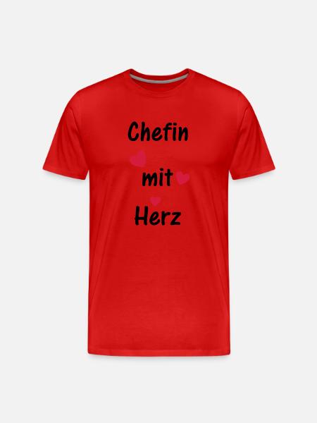 Chefin mit Herz - Männer Premium Bio T-Shirt - Rot