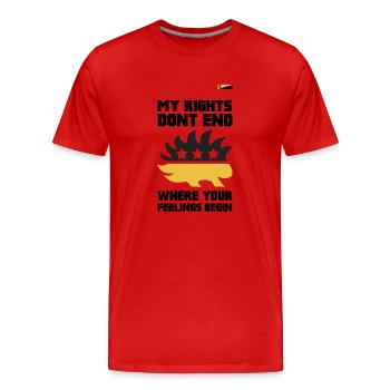 black red libertarian porcupine3 - Men's Premium Organic T-Shirt - red - Front - Damien (186cm)