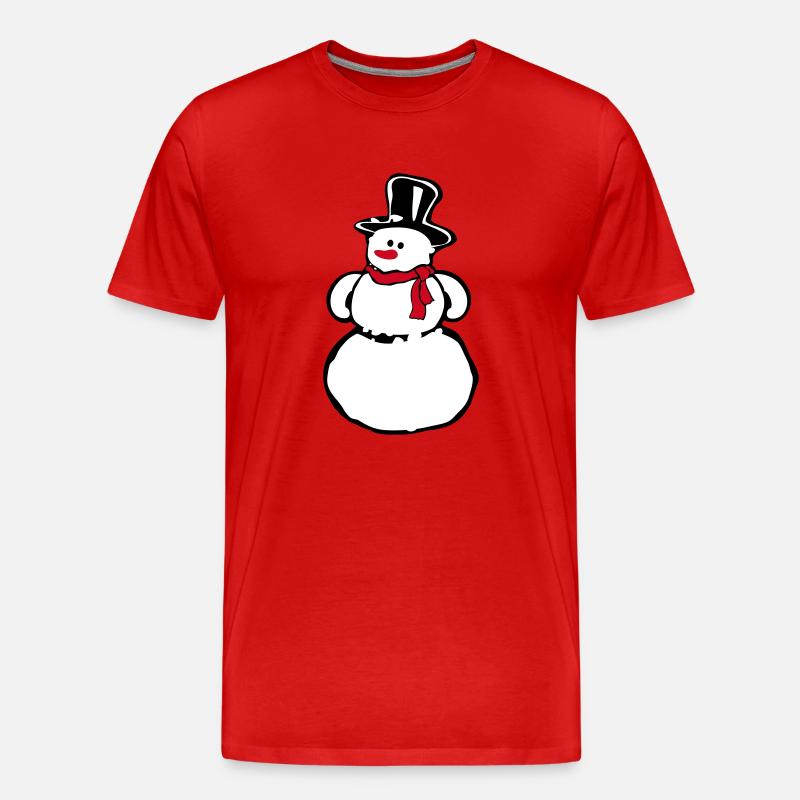 Schneemann - Männer Premium Bio T-Shirt - Rot