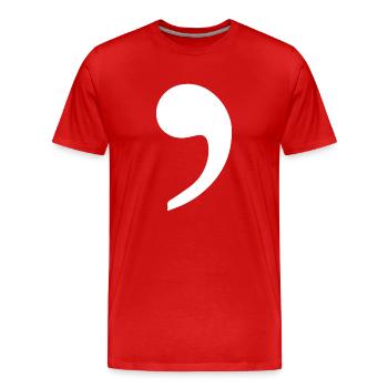 virgule blanc tendance idée cadeau ponctuation - T-shirt bio Premium Homme - rouge - Devant - Damien (186cm)