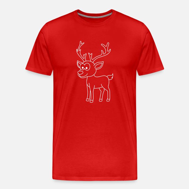 Hirsch Comic Tier - Männer Premium Bio T-Shirt - Rot