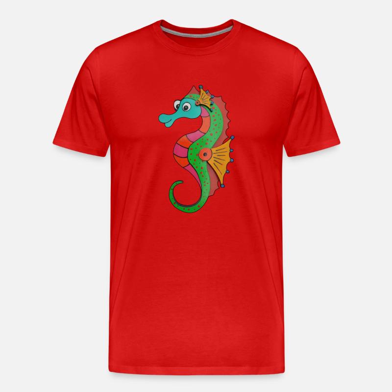 Seepferdchen - Männer Premium Bio T-Shirt - Rot