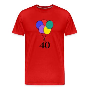 40. 40 JAHRE. 40-JÄHRIGES JUBILÄUM. GEBURTSTAG 40 JAHRE. - Männer Premium Bio T-Shirt - Rot - Vorne - Damien (186cm)
