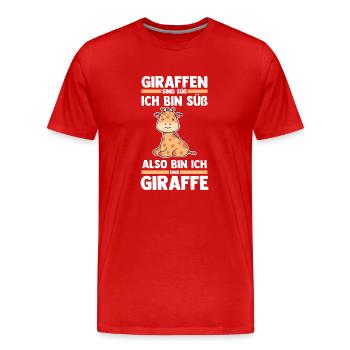 Giraffe Giraffen - Männer Premium Bio T-Shirt - Rot - Vorne - Damien (186cm)