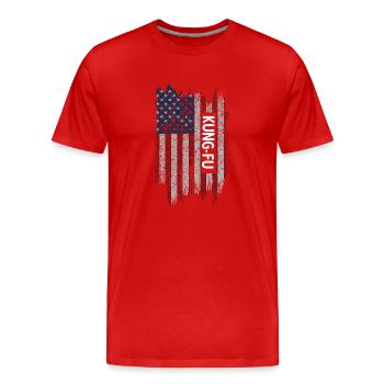 Kung Fu Shaolin Vintage Kampfkunst Sprüche - Männer Premium Bio T-Shirt - Rot - Vorne - Damien (186cm)