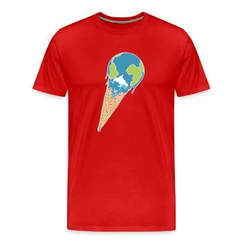Faire fondre la terre comme crème glacée dans une gaufre - T-shirt bio Premium Homme - rouge - Devant - Damien (186cm)