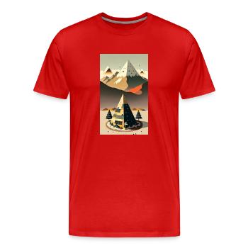 Berg - Männer Premium Bio T-Shirt - Rot - Vorne - Damien (186cm)