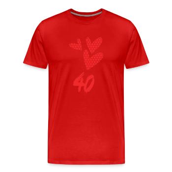 40. 40 JAHRE. 40-jähriges JUBILÄUM. GEBURTSTAG 40 JAHRE. - Männer Premium Bio T-Shirt - Rot - Vorne - Damien (186cm)