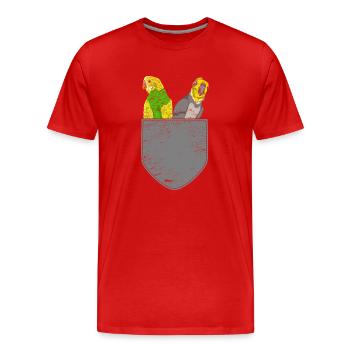 Oiseau Amoureux Cadeau Mignon Poitrine Sac Perruche - T-shirt bio Premium Homme - rouge - Devant - Damien (186cm)