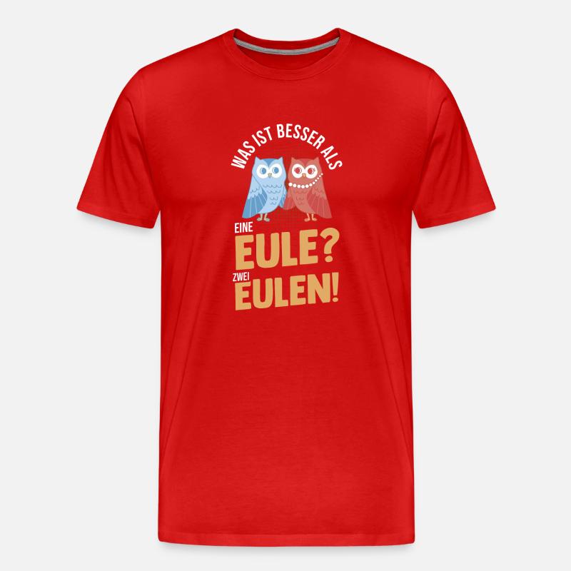 Eulen - Männer Premium Bio T-Shirt - Rot