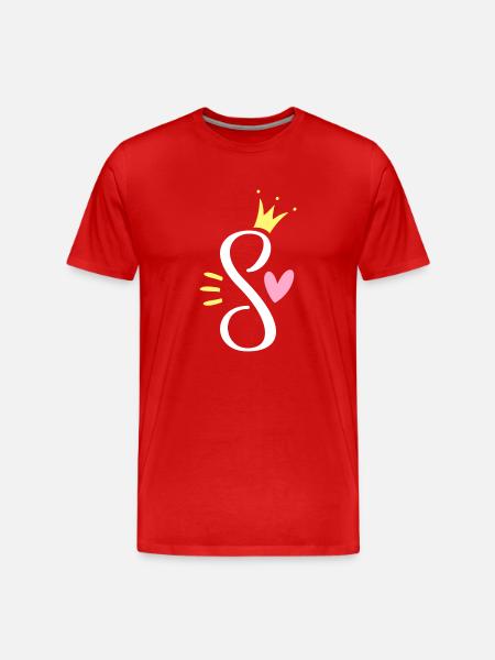 Buchstabe S Anfangsbuchstabe Krone - Männer Premium Bio T-Shirt - Rot