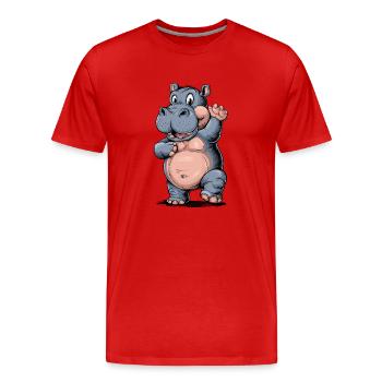 Niedliches Nipferd Baby mit Zung raus. Design - Männer Premium Bio T-Shirt - Rot - Vorne - Damien (186cm)