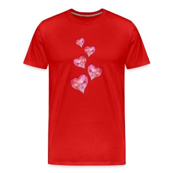 Coeurs Aquarelles - T-shirt bio Premium Homme - rouge - Devant - Damien (186cm)