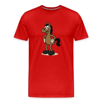 pferd comic - Männer Premium Bio T-Shirt - Rot - Vorne - Damien (186cm)