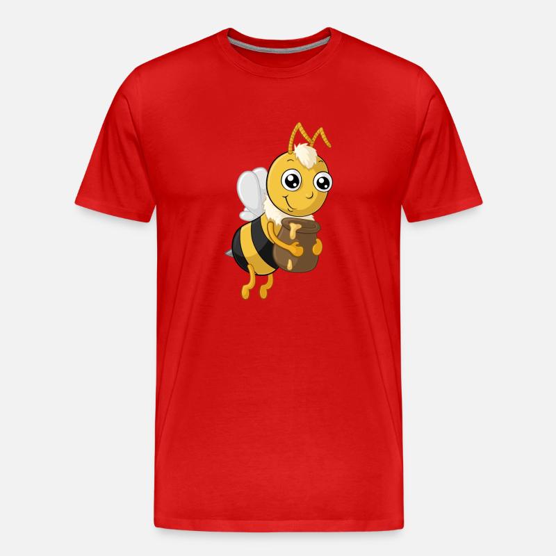 Fleißige Comic Honig Biene - Männer Premium Bio T-Shirt - Rot