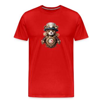 Steampunk Teddy - Men's Premium Organic T-Shirt - red - Front - Damien (186cm)