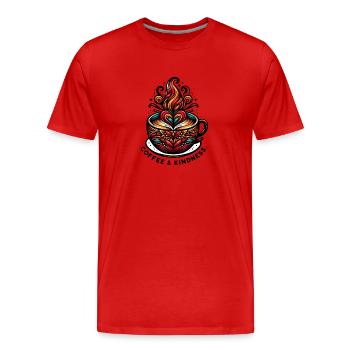 Café et gentillesse - T-shirt bio Premium Homme - rouge - Devant - Damien (186cm)