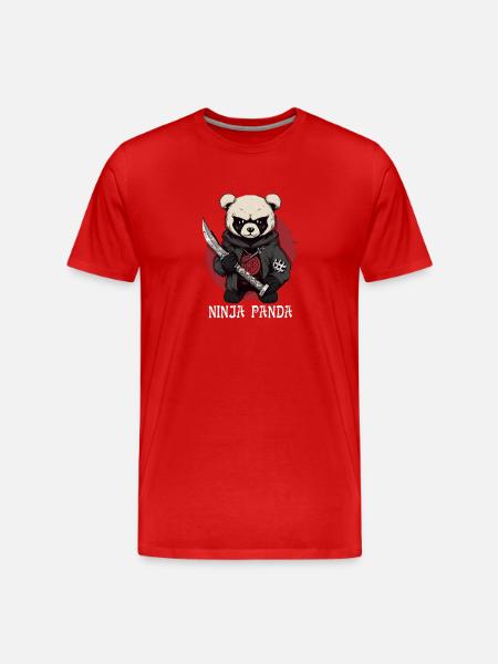 Ninja Panda - Men's Premium Organic T-Shirt - red