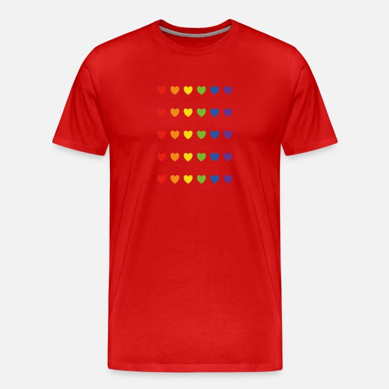 Regenbogen-Pride-Herzen - Männer Premium Bio T-Shirt - Rot
