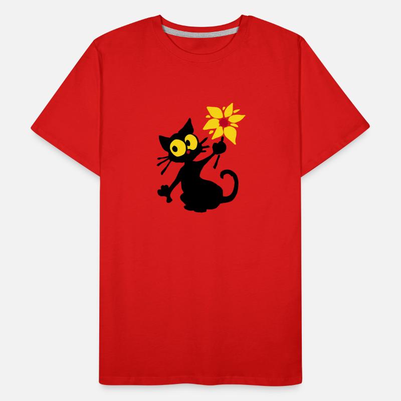 Kätzchen mit Blume Männer Premium Bio T-Shirt